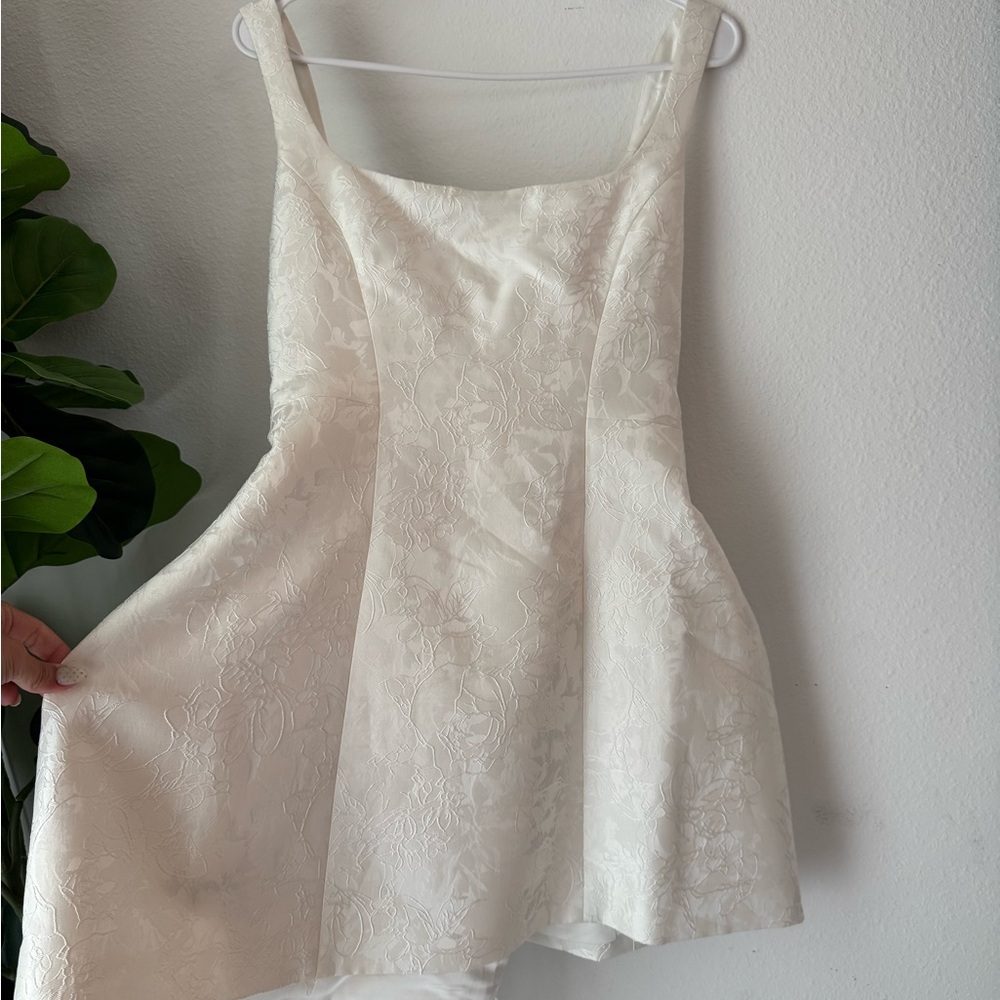 Mini Floral Jacquard Dress in Cream